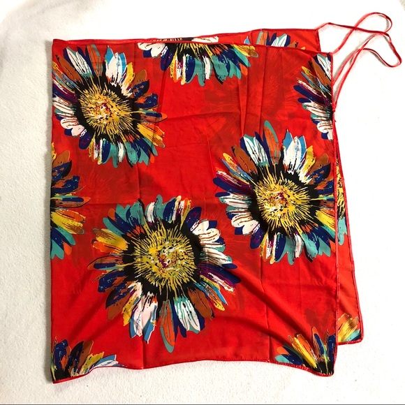 Orange Floral Chiffon Swim Wrap Sarong Cover Up - Picture 4 of 4